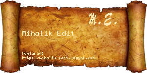 Mihalik Edit névjegykártya